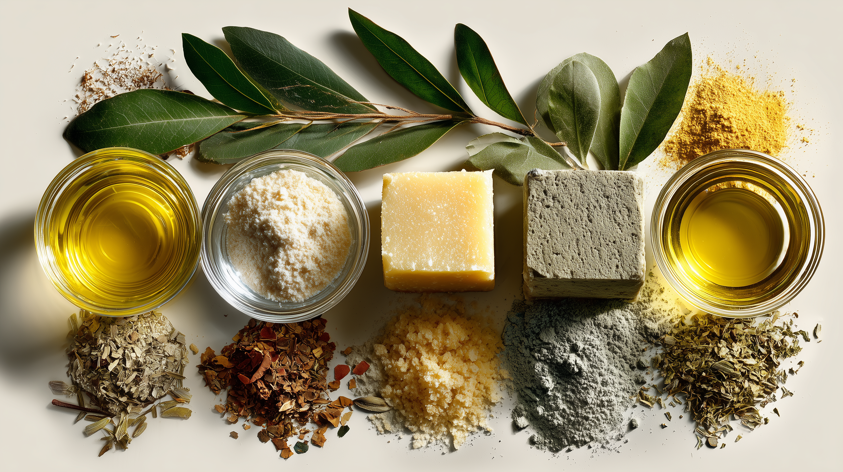 ingredients flat lay oats aloe glycerin