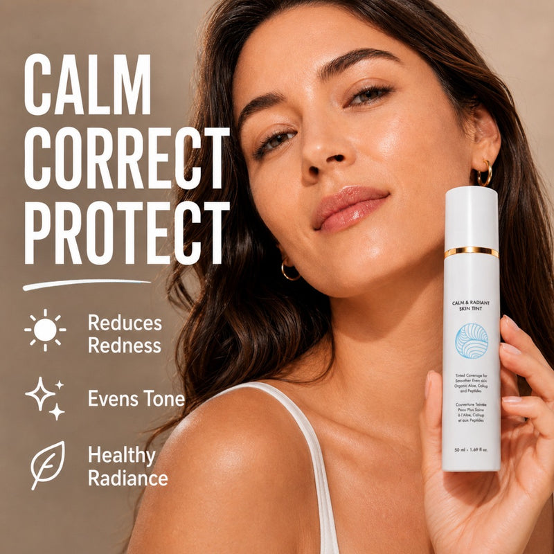 Before and after Calm & Radiant Skin Tint