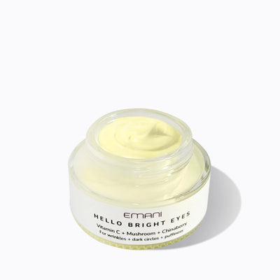 Emani Bright Eyes Super Eye Cream with jar open