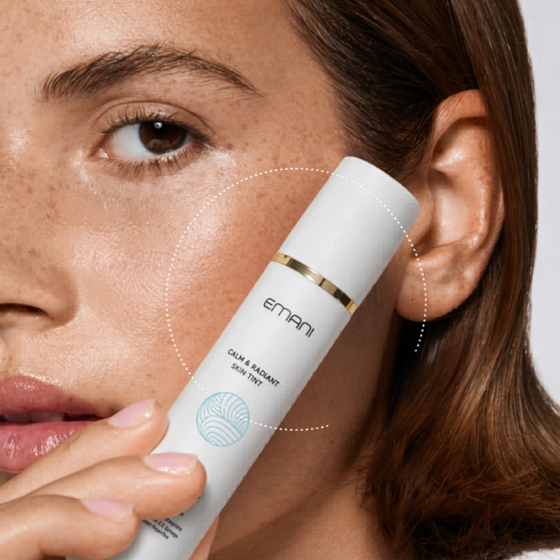 Before and after Calm & Radiant Skin Tint