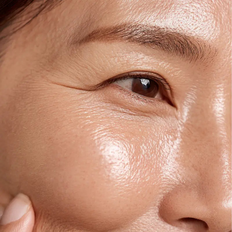 Close-up of a person's eye with a focus on skin texture