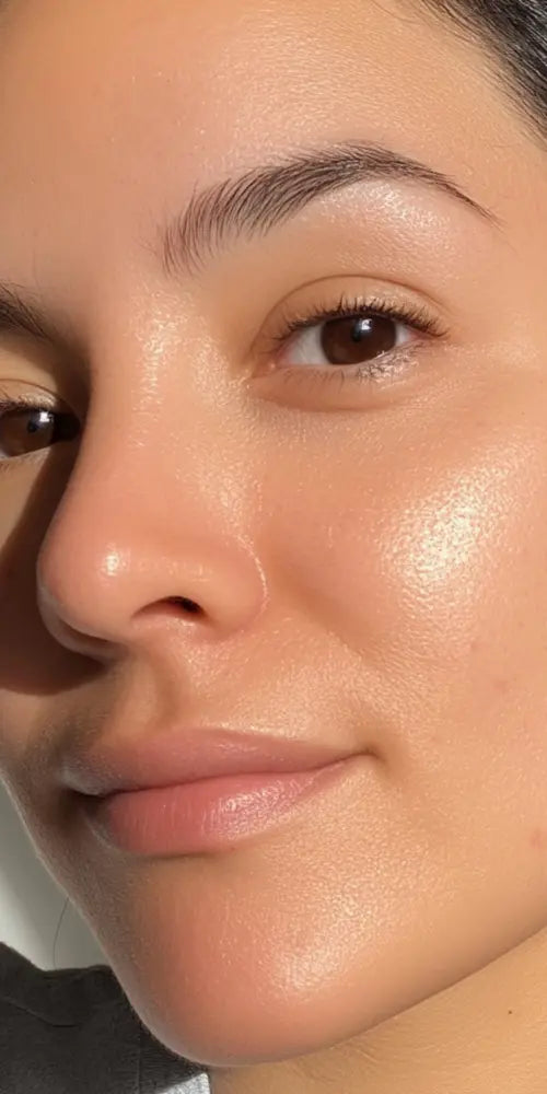 Close-up of a person's face with a soft focus on the skin texture.